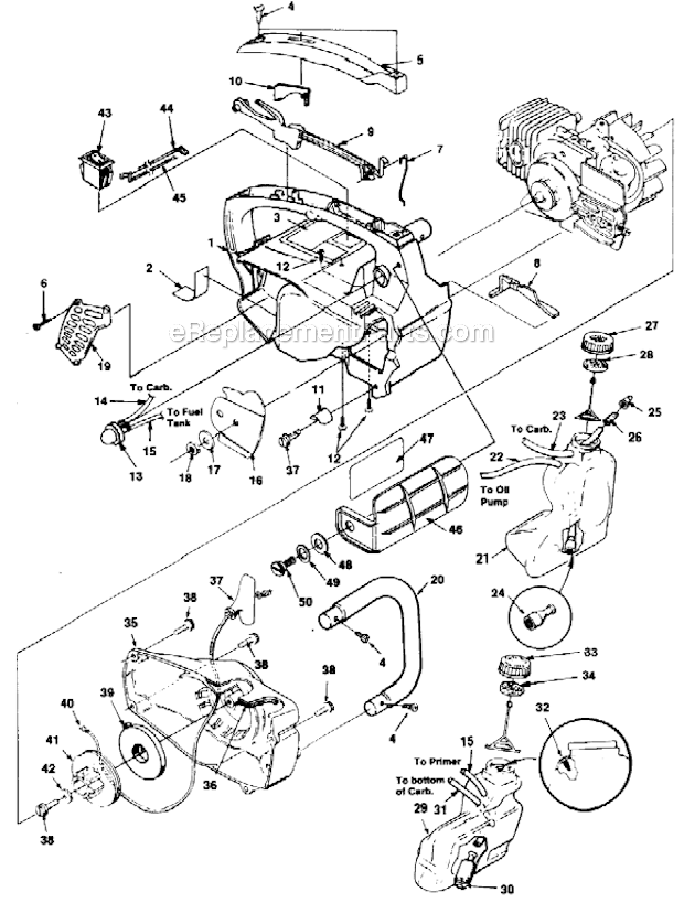 homelite super xl automatic chainsaw air parts diagram